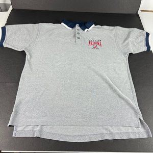 VTG Arizona Wildcats Polo Shirt Large Grey Embroidered Short Sleeve Collared Tee